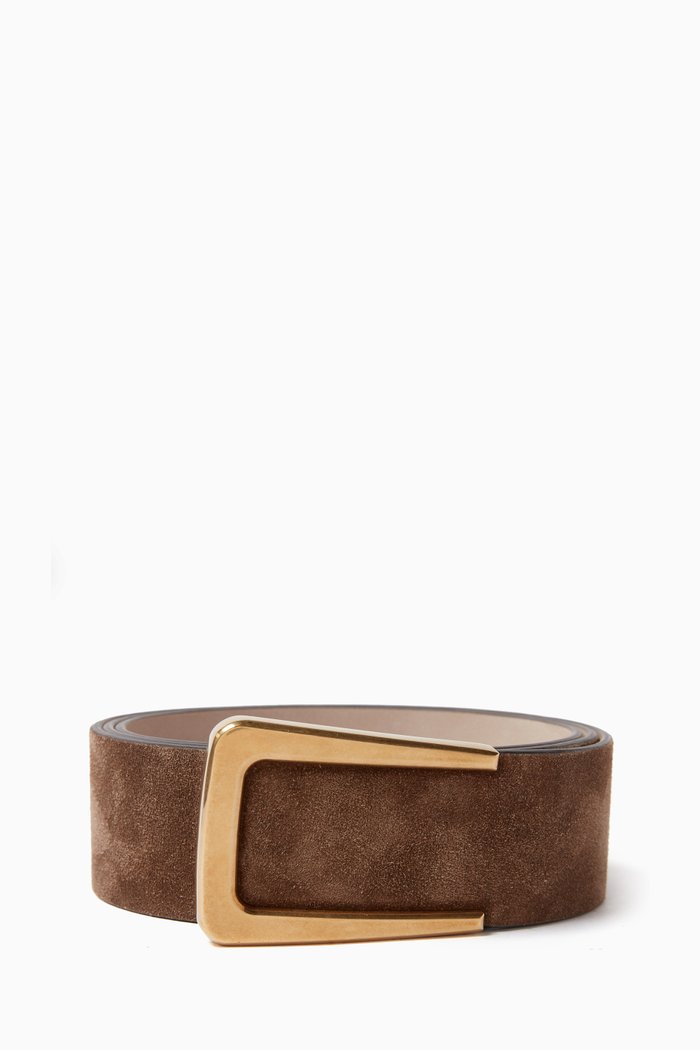 

Clip-on Belt in Suede Calfskin, Brown