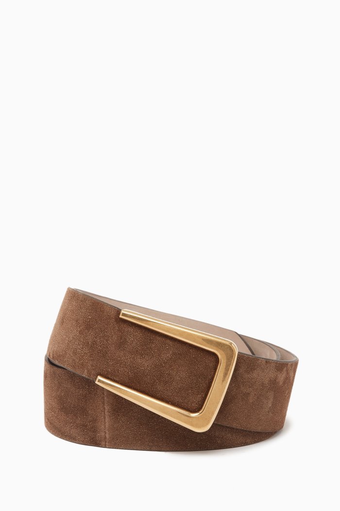 

Clip-on Belt in Suede Calfskin, Brown