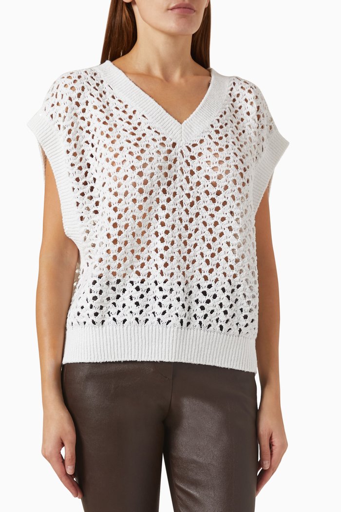 

Vest in Cotton-linen Knit, White