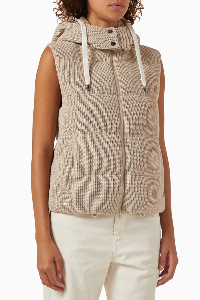 

Sequinned Padded Vest in Cotton-blend, Neutral