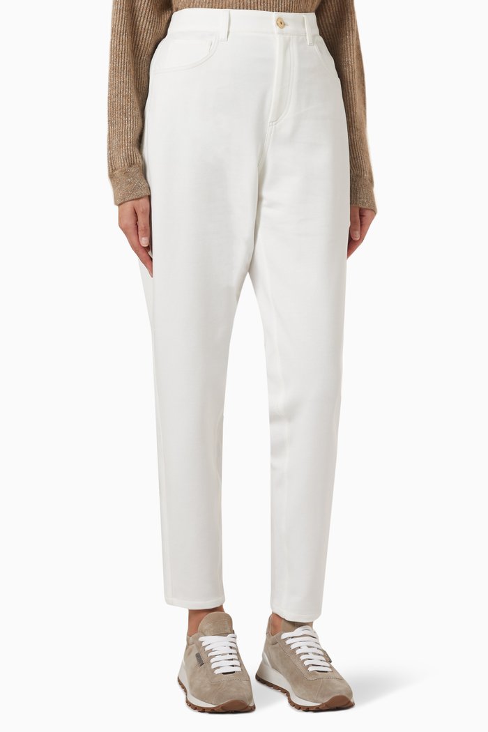 High-rise Pants in Denim, White