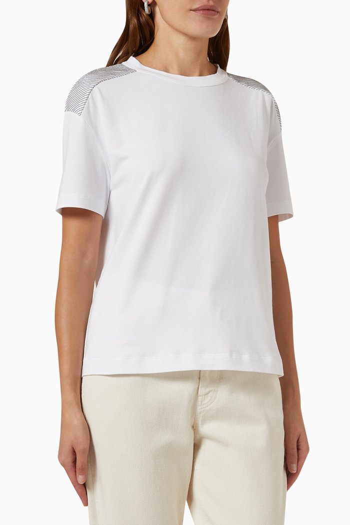 

Bead-trim T-shirt in Jersey, White