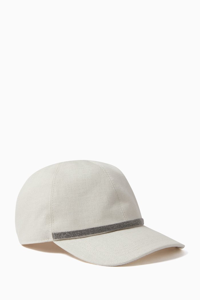 

Sparkling Trim Baseball Cap in Cotton Blend, Neutral