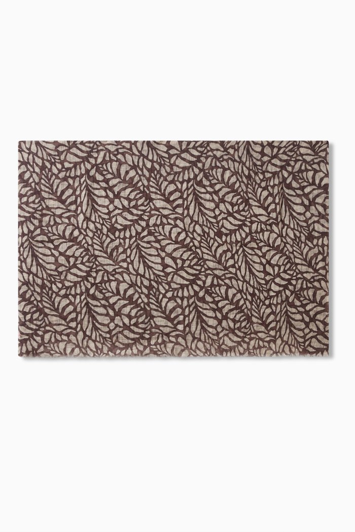 

Scarf in Ramage Print Linen, Brown