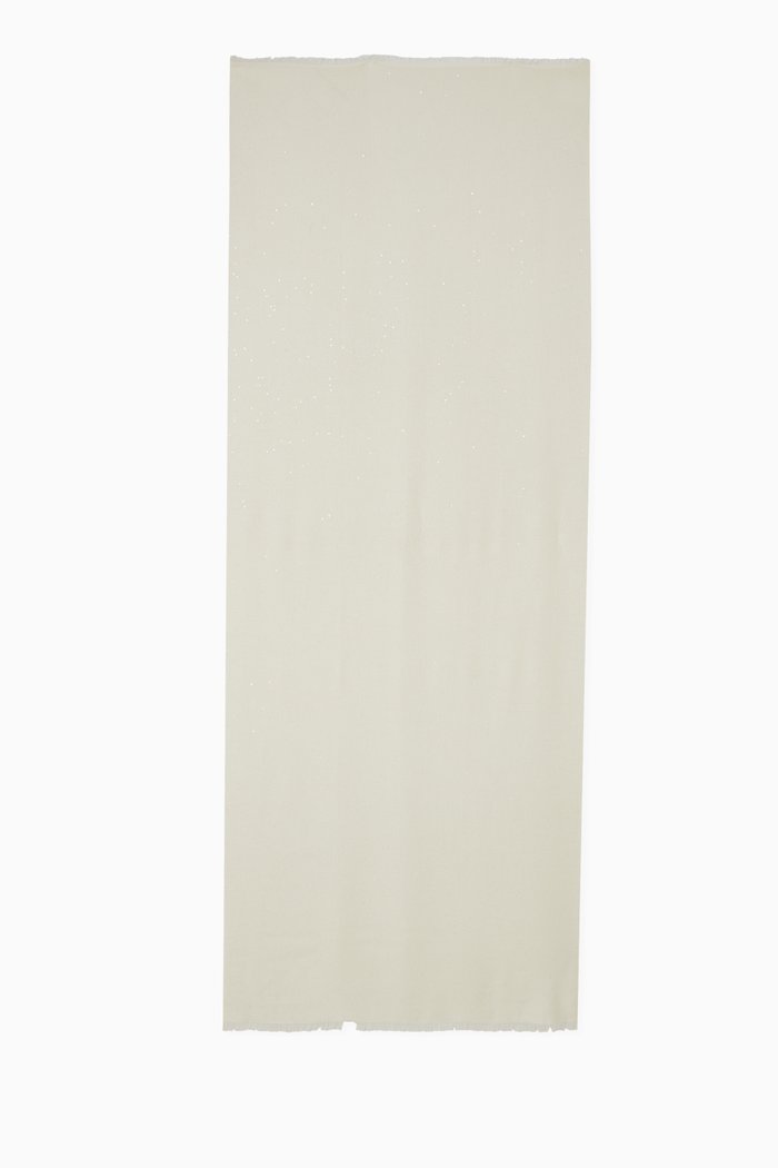 

Sequin-embellished Scarf in Silk-Cashmere, White