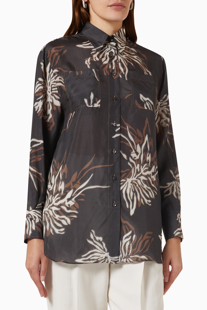 

Floral-print Shirt in Silk, Grey