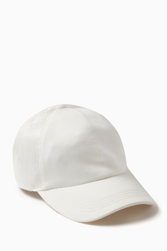 

Dazzling Baseball Cap in Satin & French Terry, White