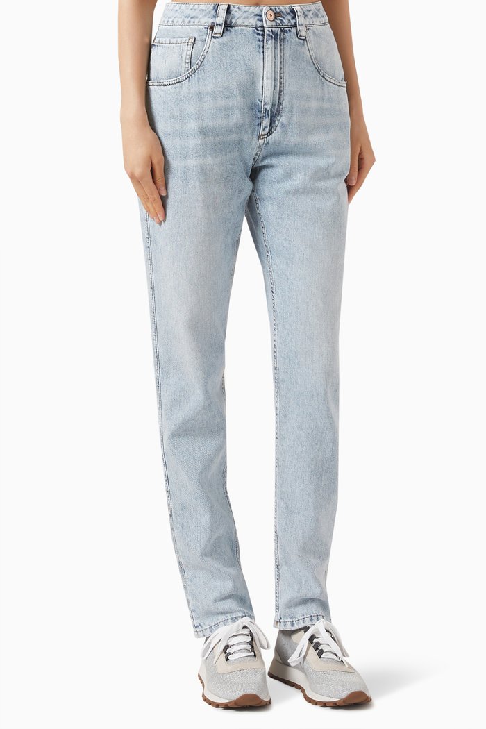 

Mid-rise Straight-leg Jeans, Blue