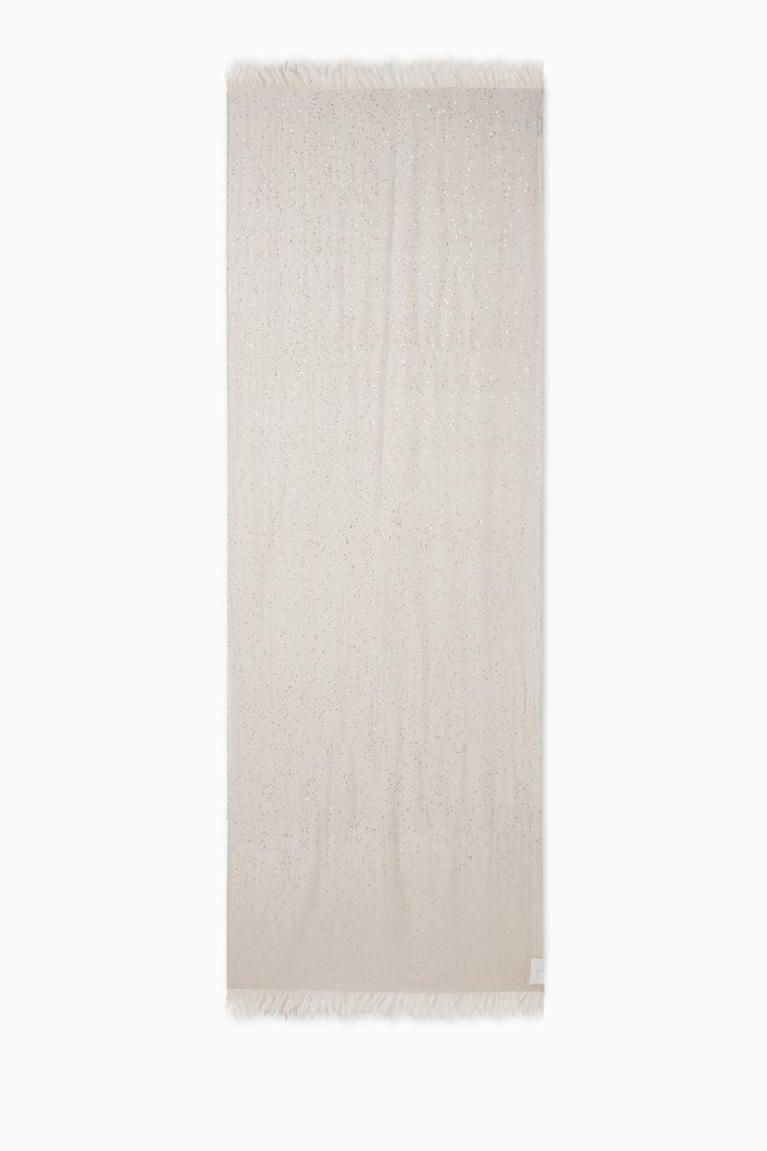 

Sequin-embellished Scarf in Cashmere & Silk, Neutral