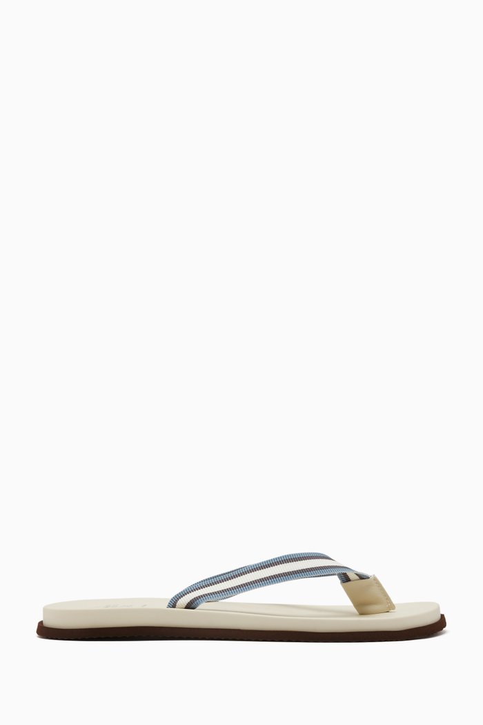 

Striped Flip Flop Sandals in Cotton & Rubber, Blue