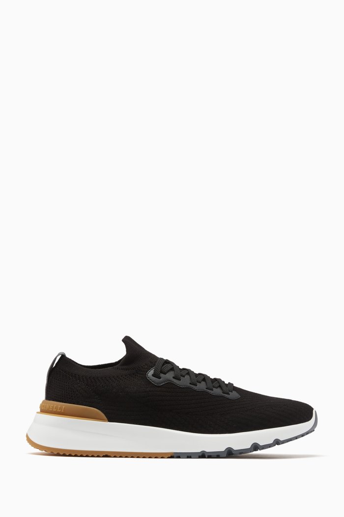 

Essential Lace-up Sneakers in Cotton, Black