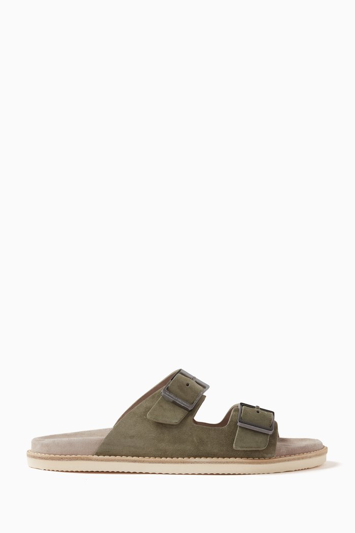 

Buckled-strap Sandals in Suede, Green