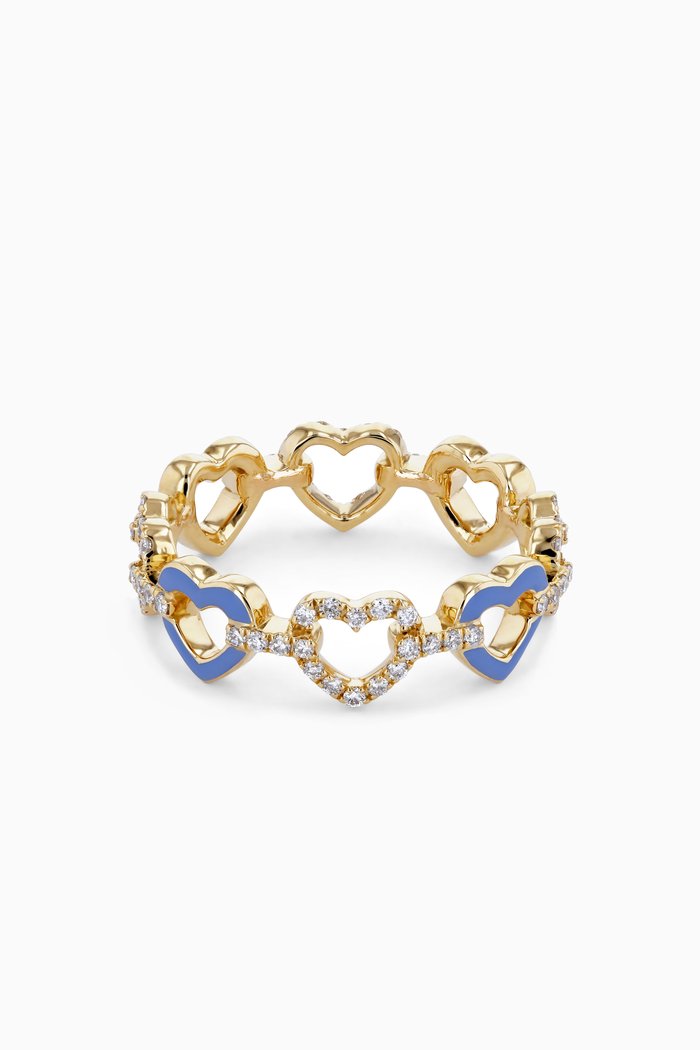 

Hearts on Hearts Diamond Ring in 18kt Gold, Blue