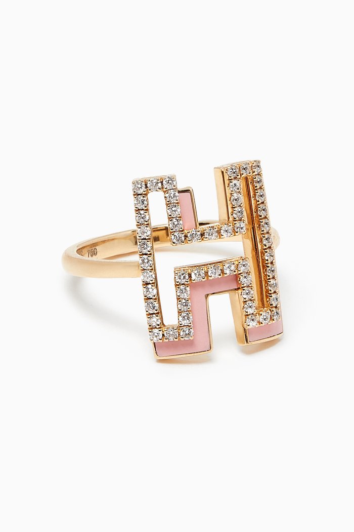

Shadow Letter Diamond Ring in 18kt Gold, Pink