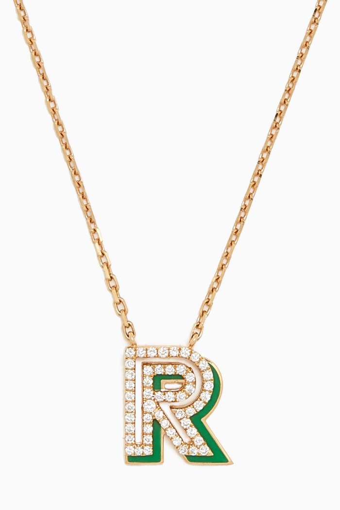 

Shadow Letter Diamond Necklace in 18kt Gold, Green