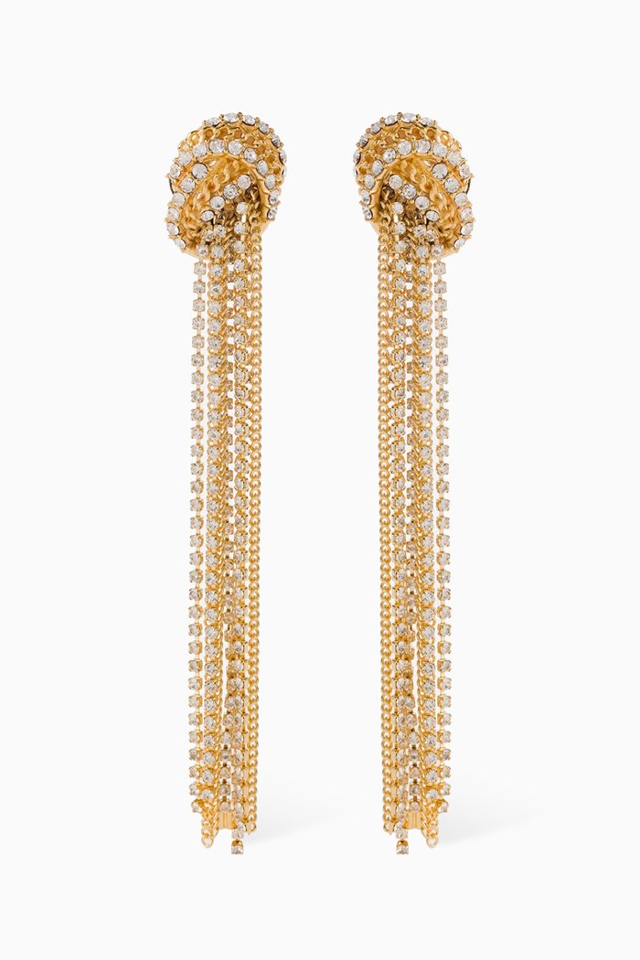 

Rhinestone Chain Earrings in Metal, Gold