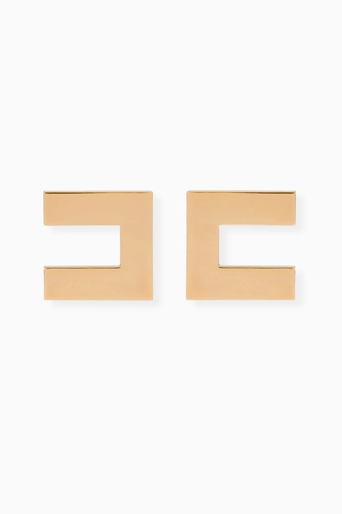 Logo Stud Earrings in Metal, Gold