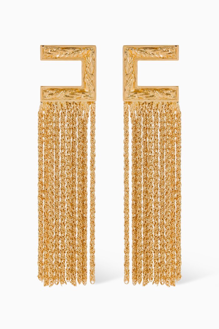 

Logo Chain Earrings in Metal, Gold