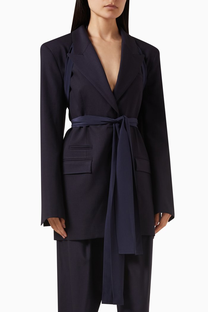 

Classico Scarf Blazer in Wool, Blue