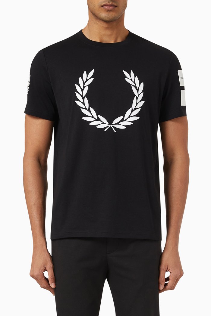 Badge Detail T-Shirt in Cotton Jersey, Black
