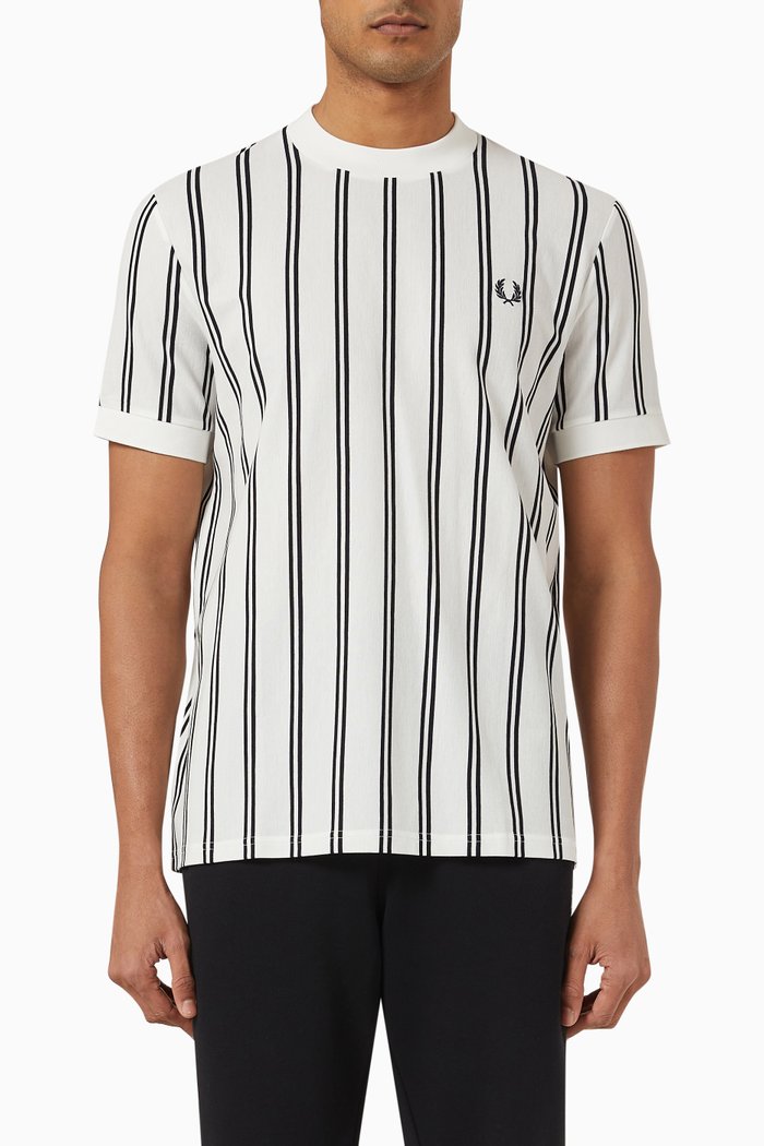 

Fine Striped T-shirt in Cotton Piqué, White