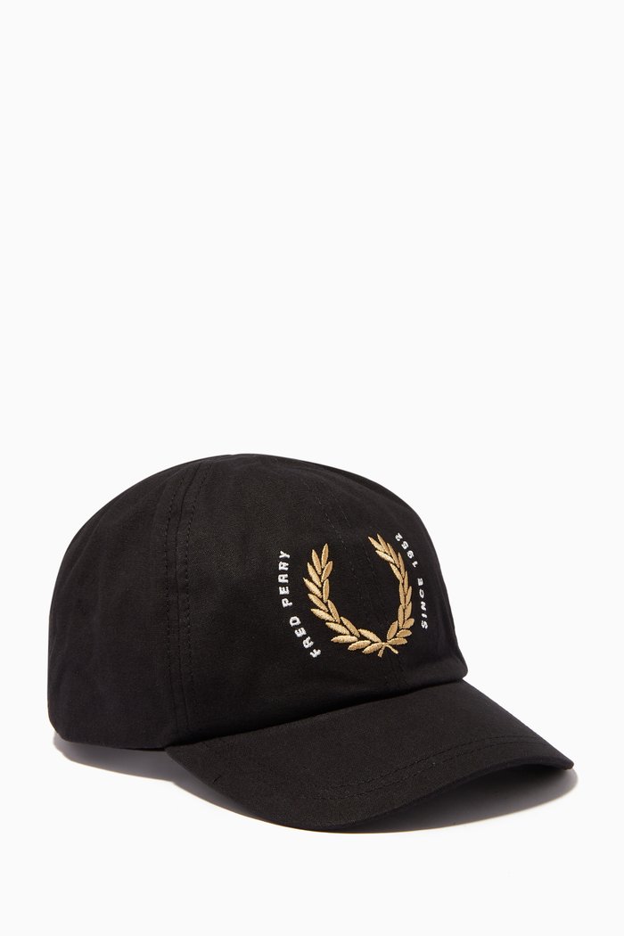 

Laurel Wreath Baseball Cap in Canvas, Black