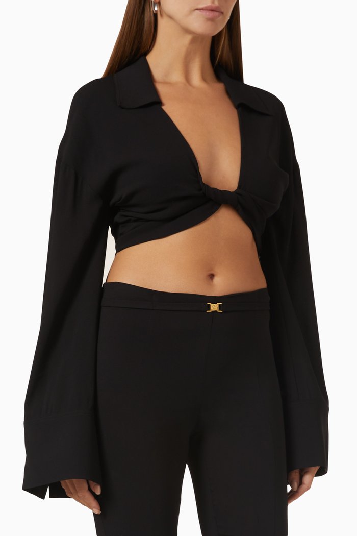 

Flared Sleeve Blouse in Viscose Blend, Black