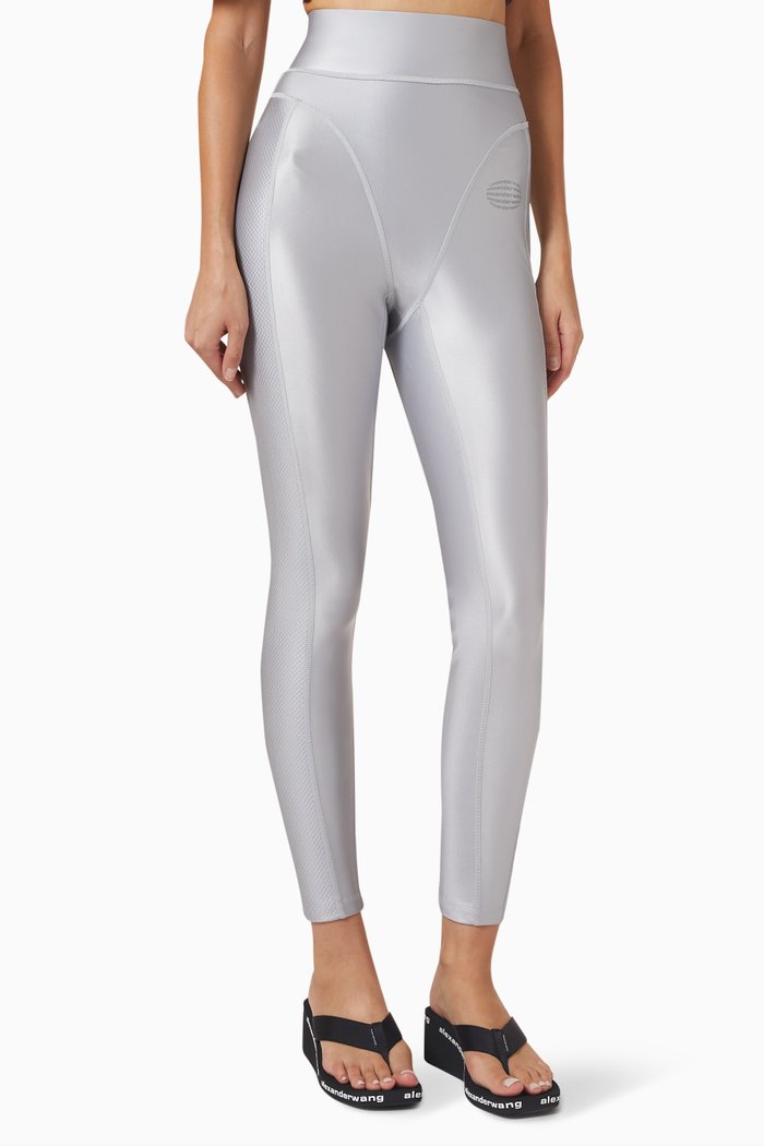 

Panty-line Leggings in Reflective Nylon, Silver