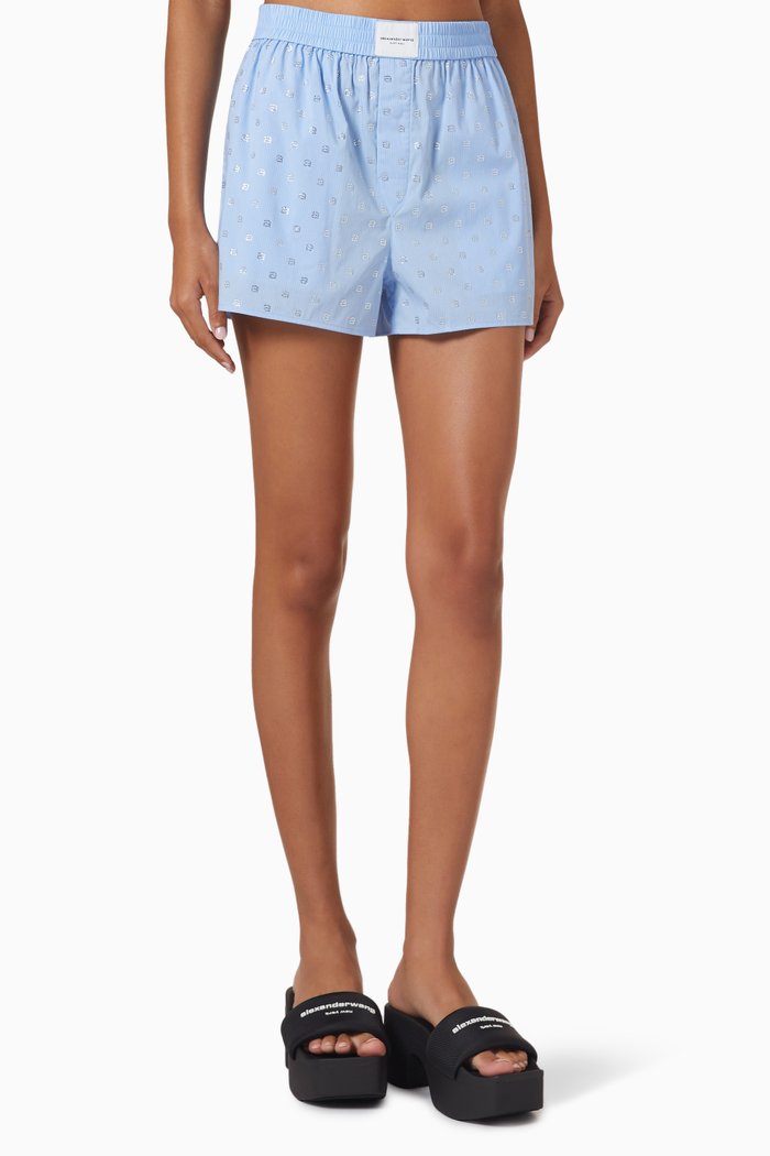 

Initial Crystal Boxer Shorts in Cotton-nylon, Blue