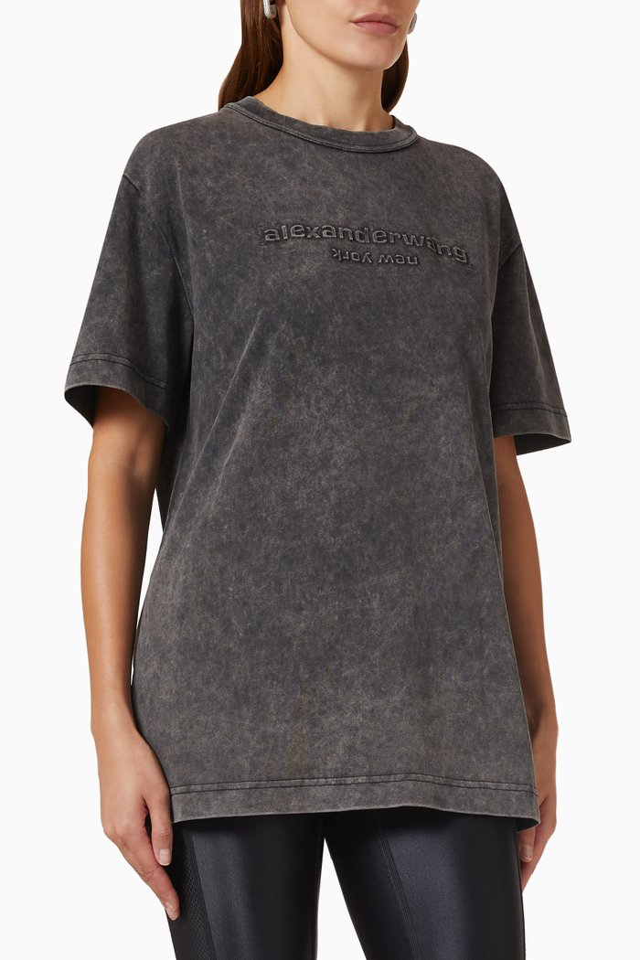 

Embossed Logo T-shirt in Jersey, Black
