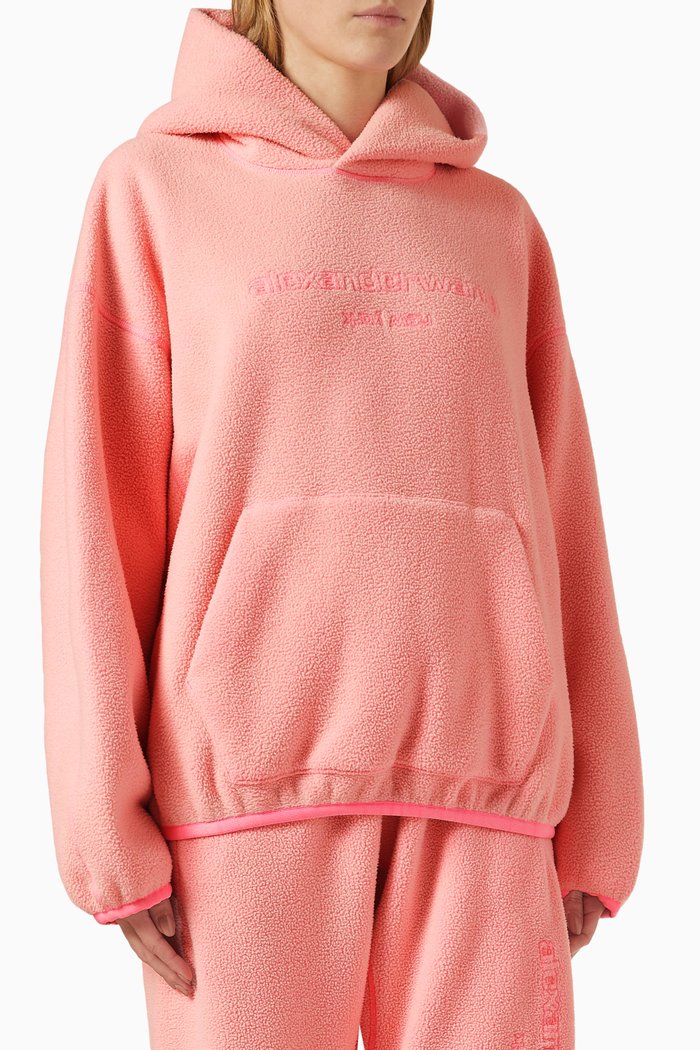 

Oversized Hoodie in Fleece, Pink