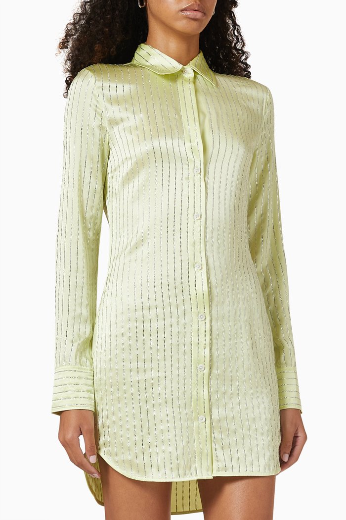 

Stripe Crystal Mini Dress in Silk, Yellow