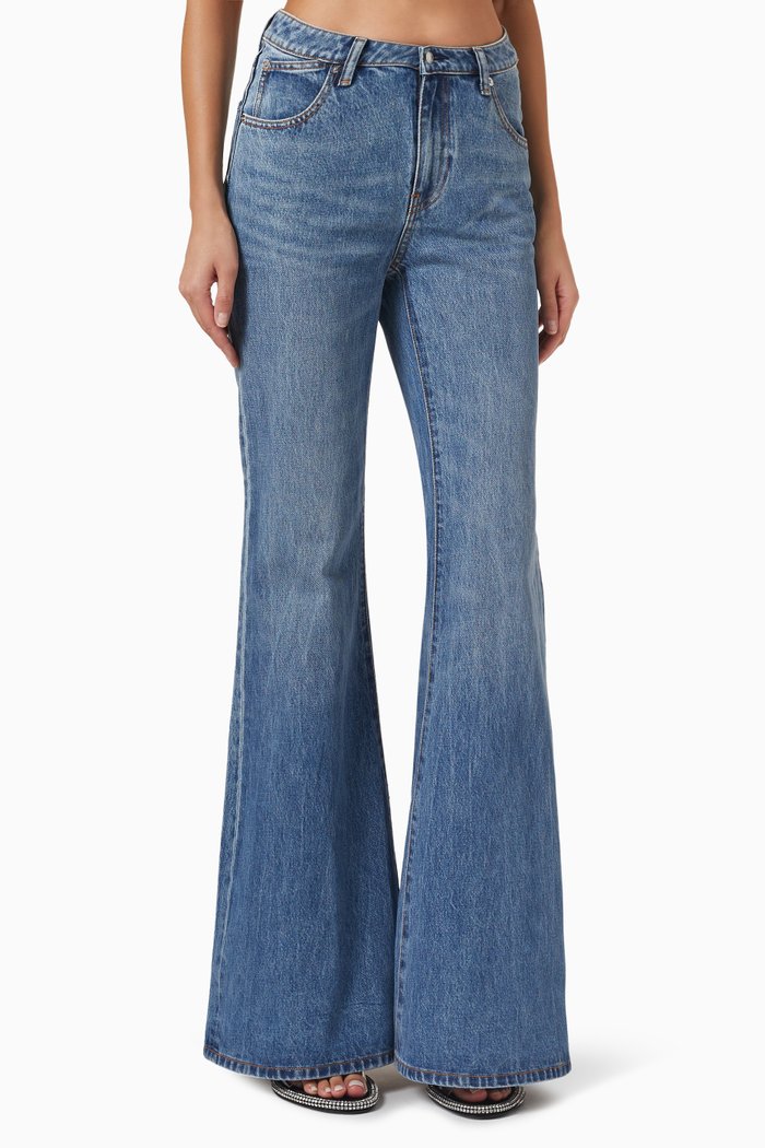 

Scoop-front Flared Jeans, Blue