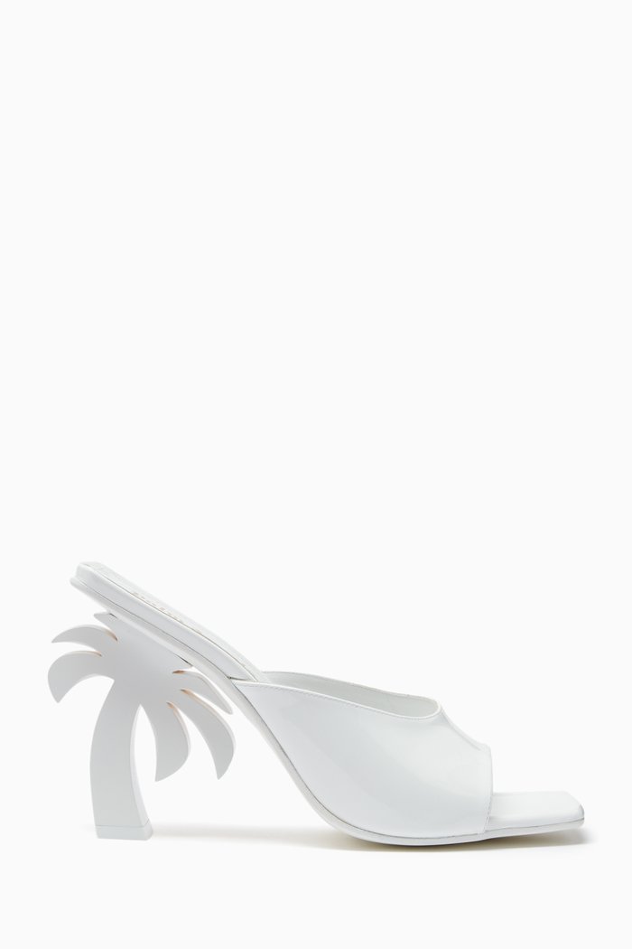 

Palm Heel Mules in Patent Leather, White