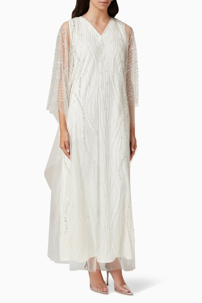 

Embellished Kaftan in Tulle, Neutral