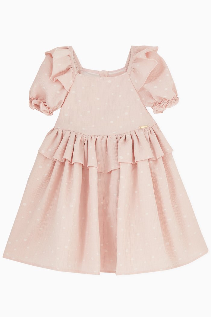 

Polka Dot Ruffled Dress, Pink