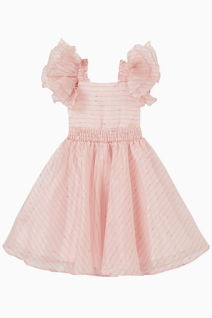 

Striped Ruffled Dress, Pink