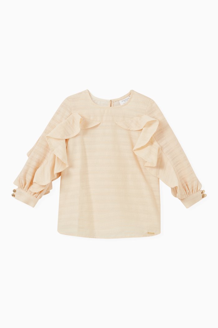 

Ruffled Blouse in Cotton, Neutral