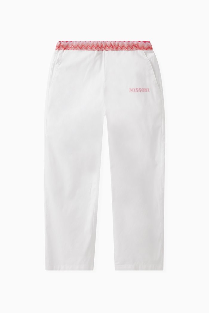 

Zigzag Waist Pants in Cotton-blend, White