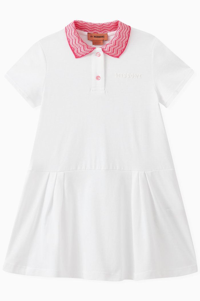 

Zigzag Detail Logo Dress in Cotton, White