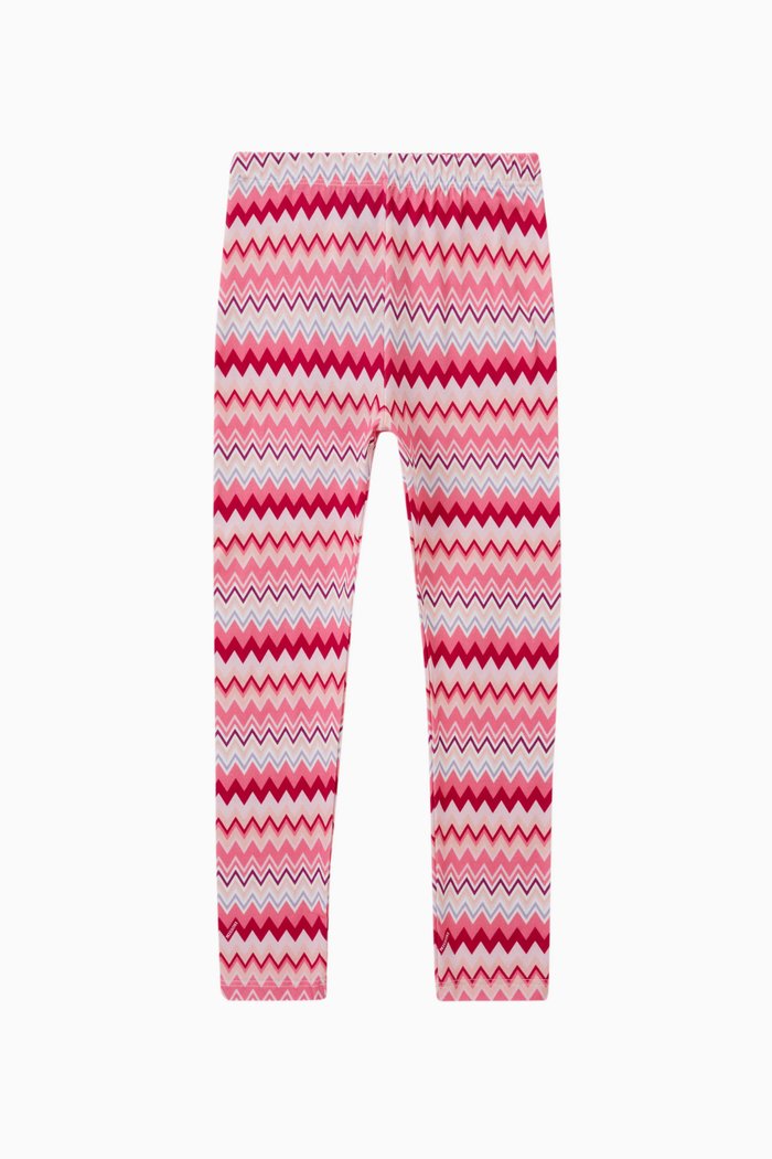 

Zigzag Print Leggings in Cotton Blend, Pink