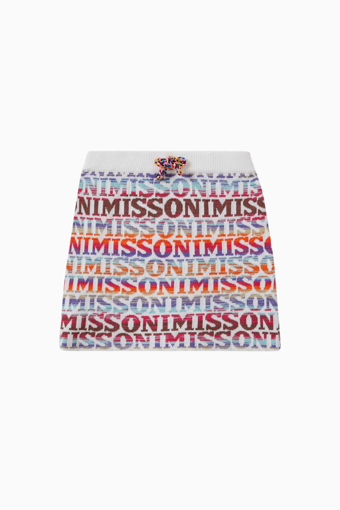 Logo Intarsia-knit Skirt in Cotton, White