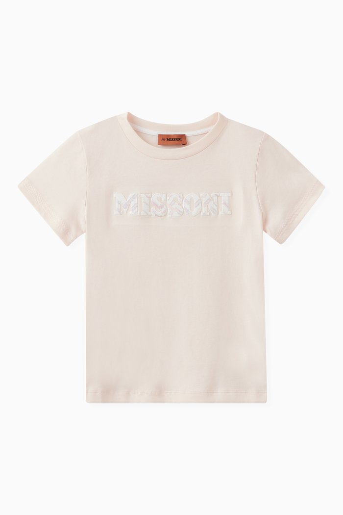 

Embellished Logo T-Shirt in Cotton, Pink