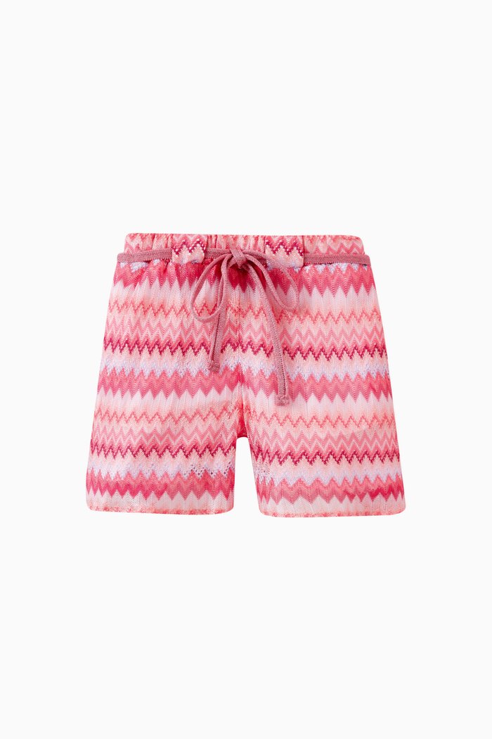 

Zig Zag Woven Shorts in Viscose Knit, Pink