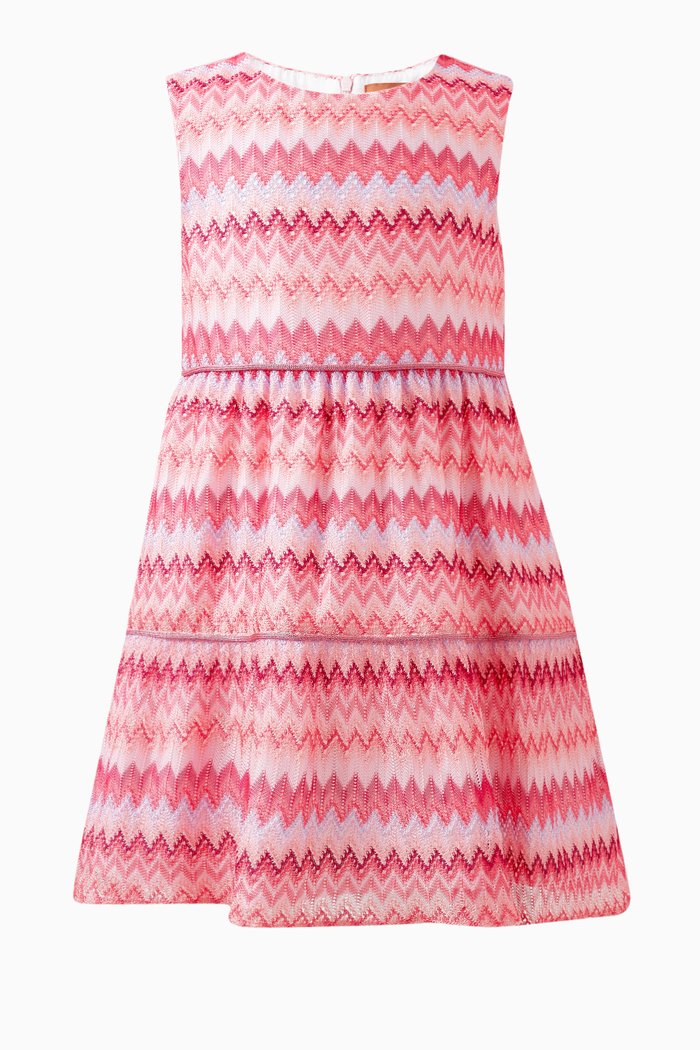 

Zig Zag Woven Dress in Viscose Knit, Pink