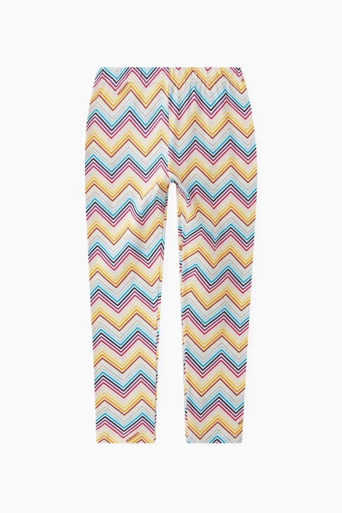 

Rainbow Zigzag Print Leggings in Cotton Stretch, White