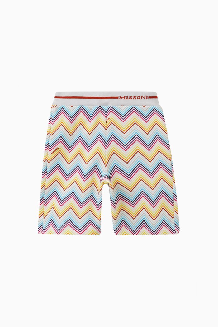 

Zigzag Print Shorts in Cotton Jersey, White