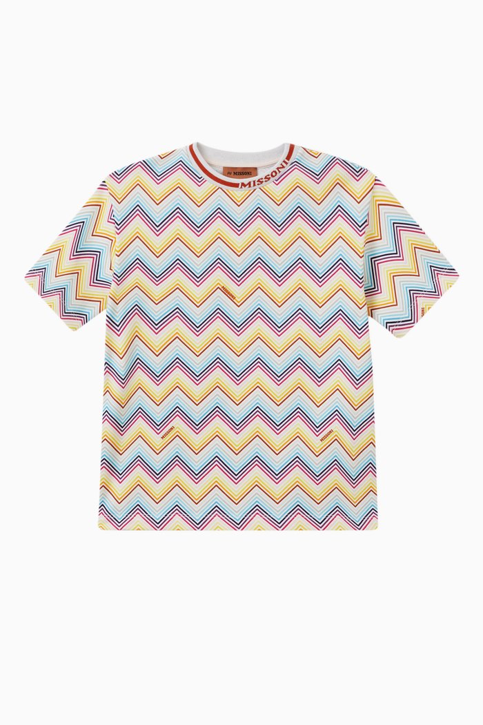 

Zigzag Print T-shirt in Cotton Jersey, White