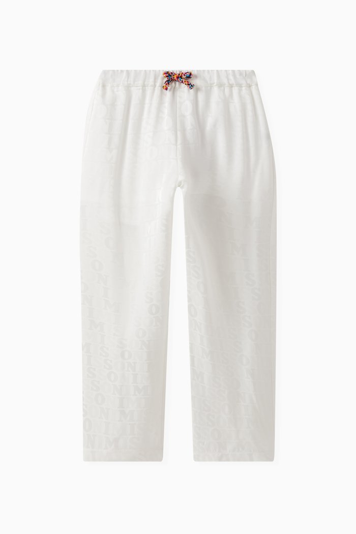 

Zigzag Drawstring Pants in Viscose-blend, White