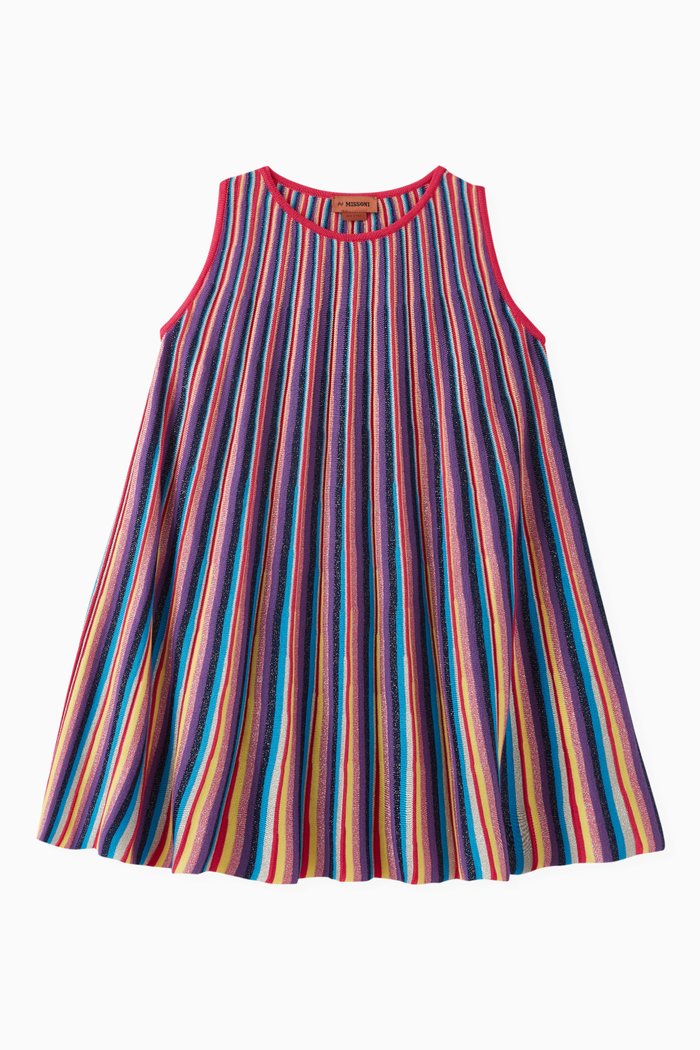 

Striped Detail Dress in Cotton Knit, Multicolour